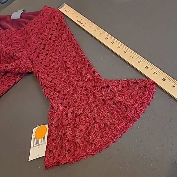 Rabbit Rabbit Rabbit Designs sz 10 burgundy red poly lace dress NWT - Picture 6 of 11